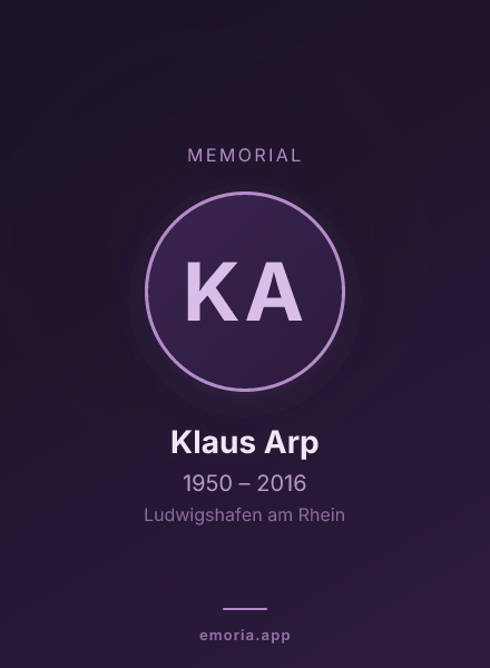Memorial portrait of Klaus Arp