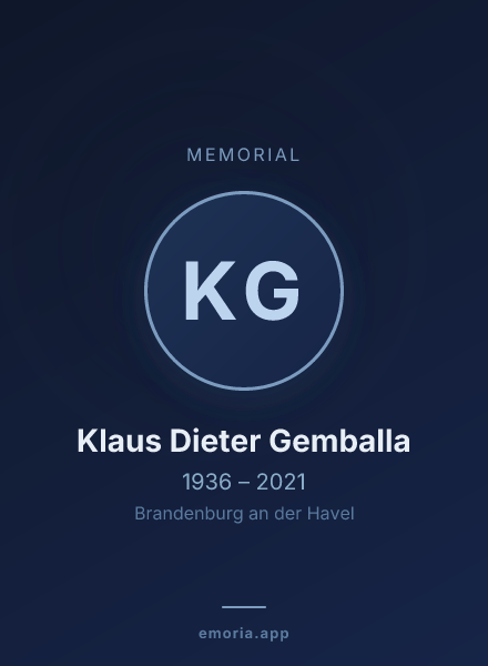 Memorial portrait of Klaus Dieter Gemballa