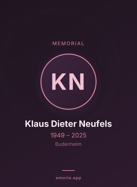 Memorial portrait of Klaus Dieter Neufels