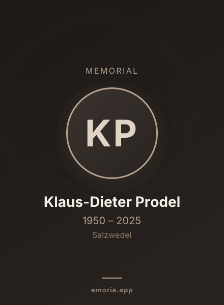 Memorial portrait of Klaus-Dieter Prodel