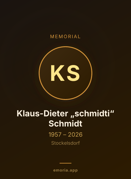 Memorial portrait of Klaus-Dieter „schmidti“ Schmidt