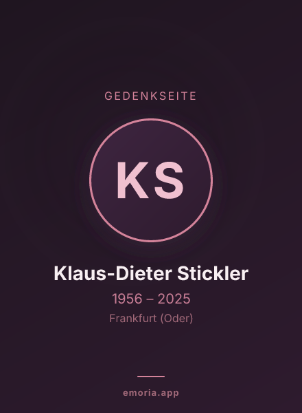 Gedenkportrait von Klaus-Dieter Stickler