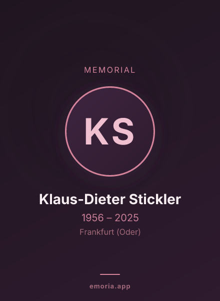 Memorial portrait of Klaus-Dieter Stickler