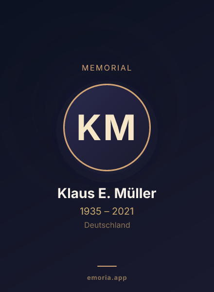 Memorial portrait of Klaus E. Müller