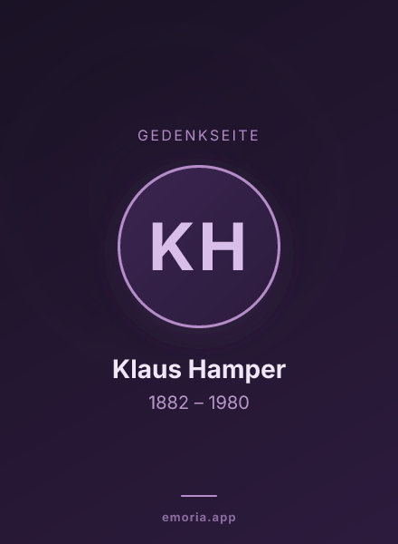 Gedenkportrait von Klaus Hamper