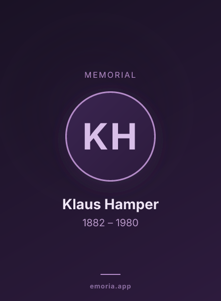 Memorial portrait of Klaus Hamper