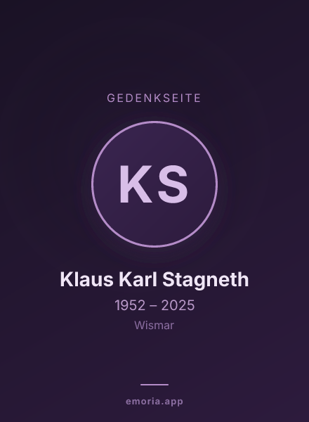 Gedenkportrait von Klaus Karl Stagneth