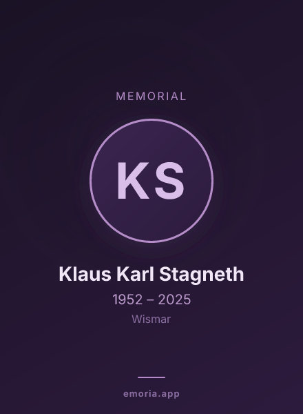 Memorial portrait of Klaus Karl Stagneth