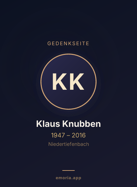 Gedenkportrait von Klaus Knubben