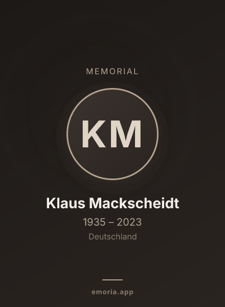Memorial portrait of Klaus Mackscheidt