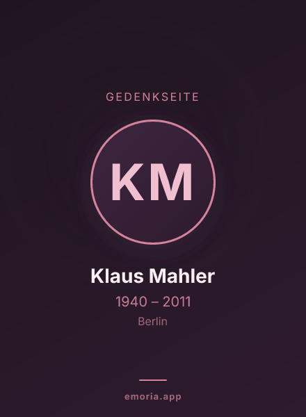 Gedenkportrait von Klaus Mahler
