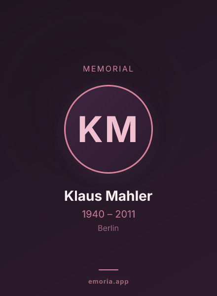Memorial portrait of Klaus Mahler