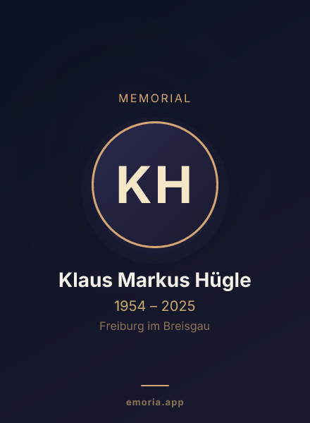 Memorial portrait of Klaus Markus Hügle