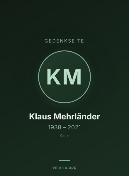 Gedenkportrait von Klaus Mehrländer