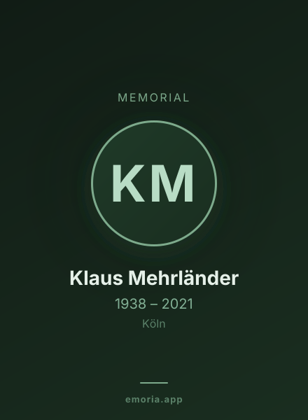 Memorial portrait of Klaus Mehrländer