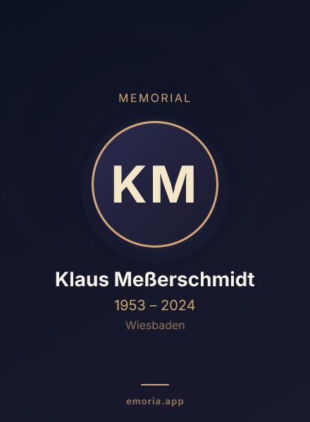 Memorial portrait of Klaus Meßerschmidt