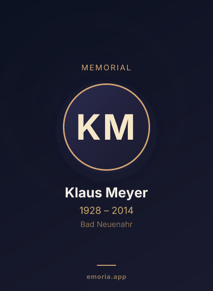 Memorial portrait of Klaus Meyer