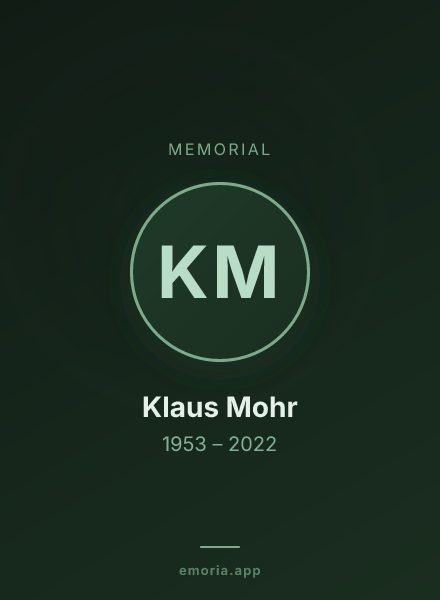 Memorial portrait of Klaus Mohr