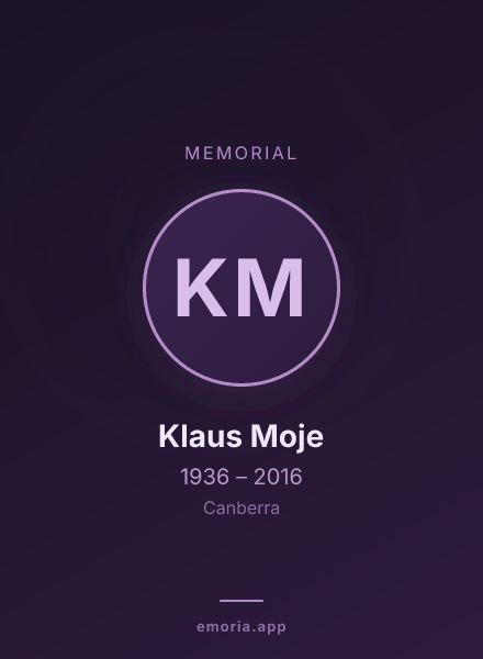 Memorial portrait of Klaus Moje