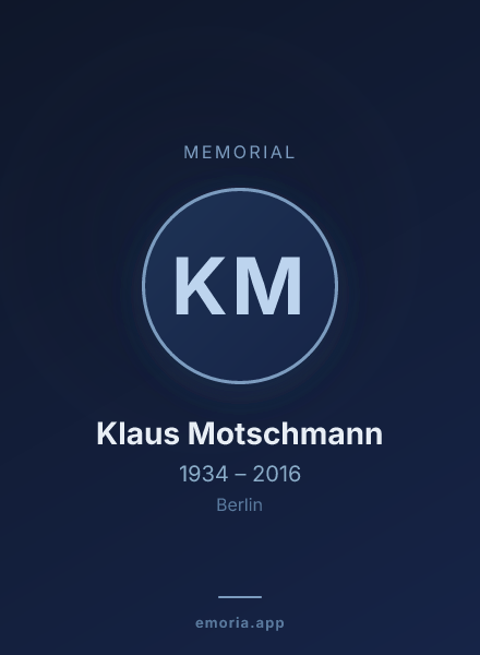 Memorial portrait of Klaus Motschmann