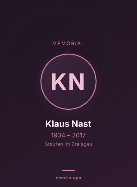 Memorial portrait of Klaus Nast