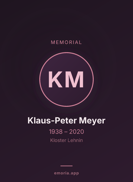 Memorial portrait of Klaus-Peter Meyer