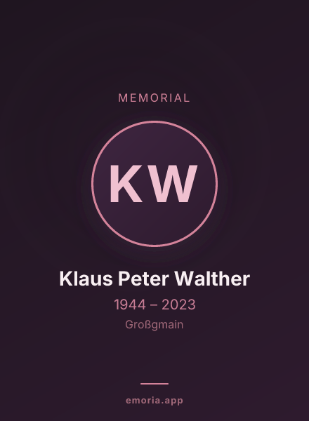 Memorial portrait of Klaus Peter Walther