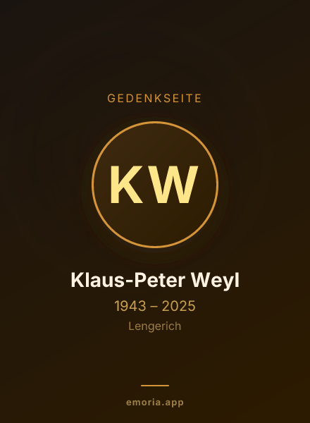 Gedenkportrait von Klaus-Peter Weyl
