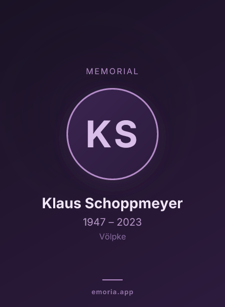 Memorial portrait of Klaus Schoppmeyer