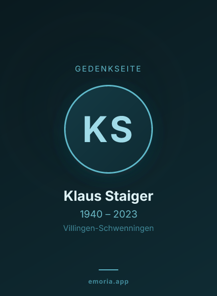 Gedenkportrait von Klaus Staiger