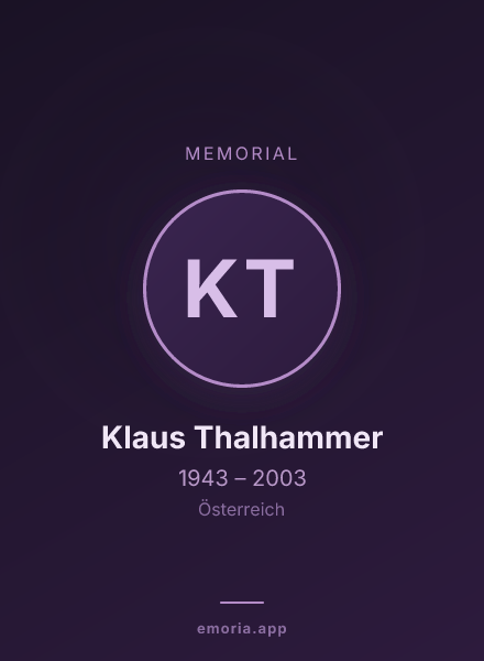 Memorial portrait of Klaus Thalhammer