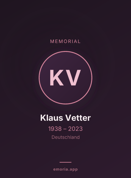 Memorial portrait of Klaus Vetter