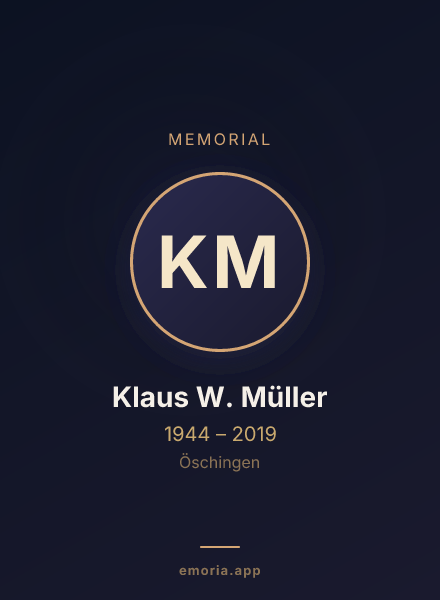Memorial portrait of Klaus W. Müller