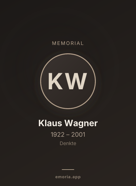Memorial portrait of Klaus Wagner
