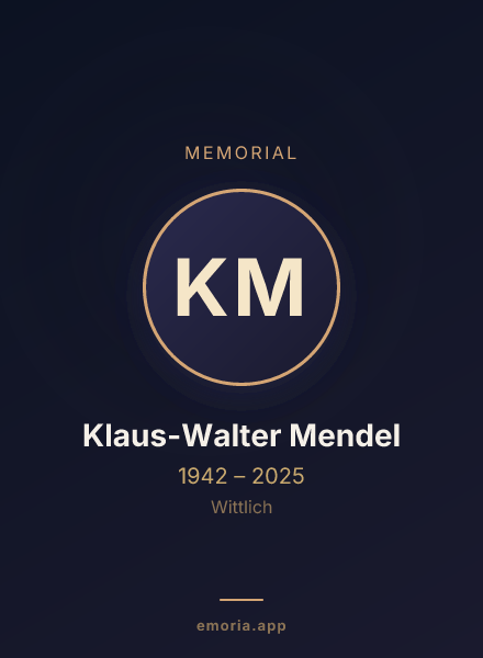 Memorial portrait of Klaus-Walter Mendel