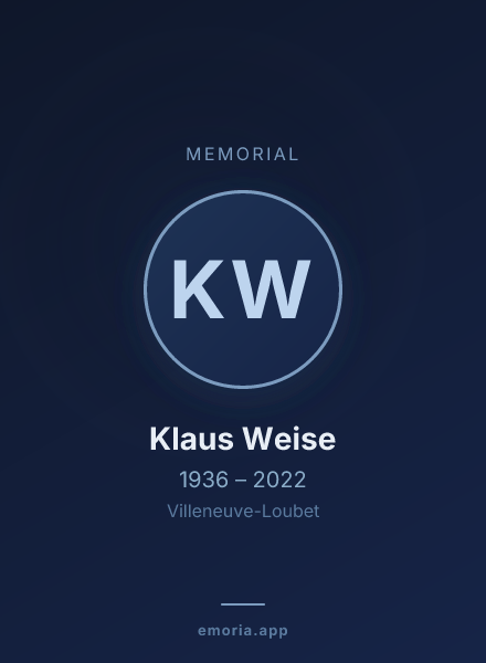 Memorial portrait of Klaus Weise