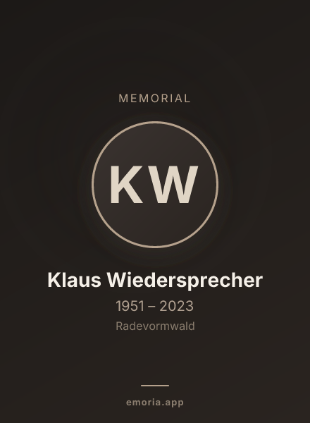 Memorial portrait of Klaus Wiedersprecher