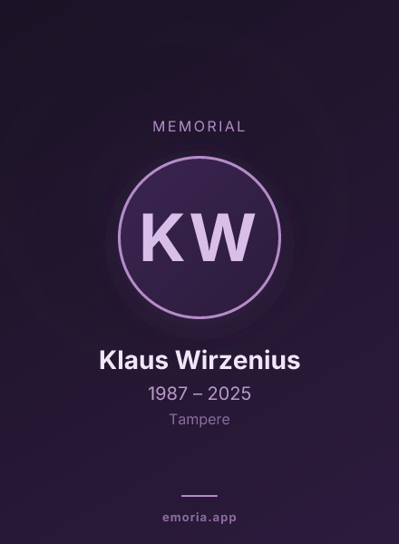Memorial portrait of Klaus Wirzenius