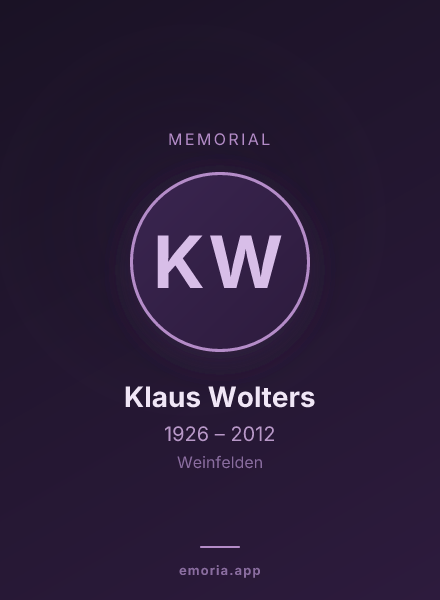 Memorial portrait of Klaus Wolters
