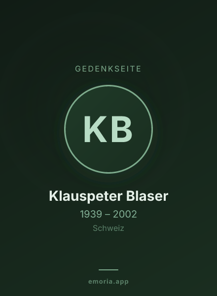 Gedenkportrait von Klauspeter Blaser