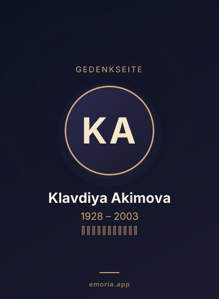 Gedenkportrait von Klavdiya Akimova