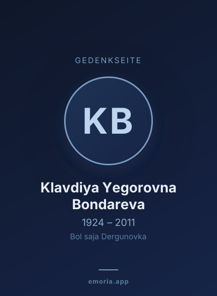 Gedenkportrait von Klavdiya Yegorovna Bondareva