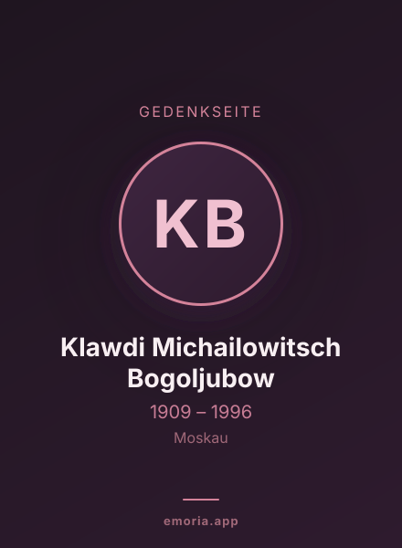 Gedenkportrait von Klawdi Michailowitsch Bogoljubow