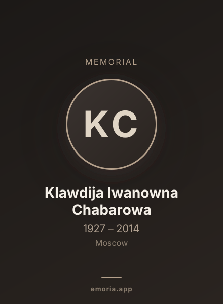 Memorial portrait of Klawdija Iwanowna Chabarowa