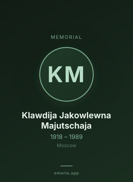 Memorial portrait of Klawdija Jakowlewna Majutschaja