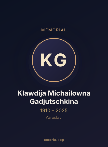 Memorial portrait of Klawdija Michailowna Gadjutschkina