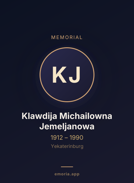 Memorial portrait of Klawdija Michailowna Jemeljanowa