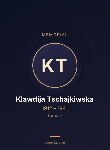Memorial portrait of Klawdija Tschajkiwska