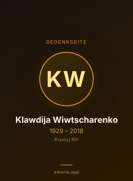 Gedenkportrait von Klawdija Wiwtscharenko