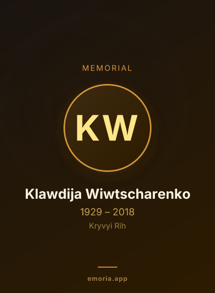 Memorial portrait of Klawdija Wiwtscharenko